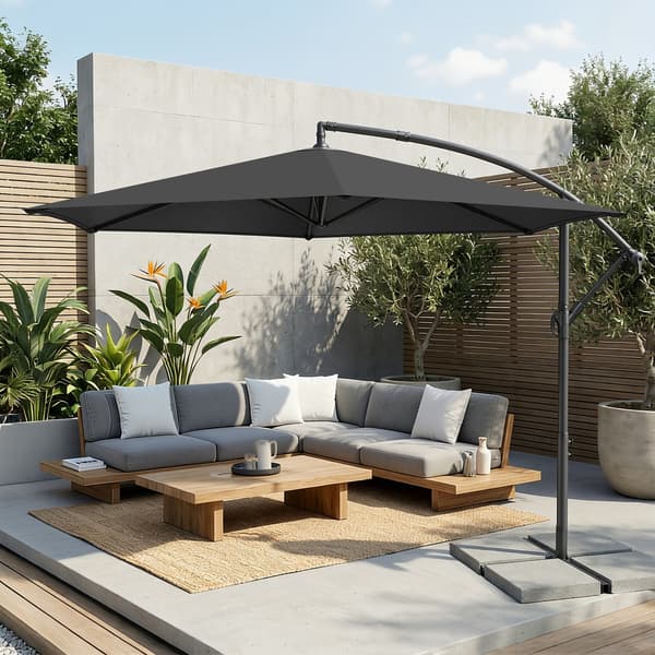 Parasol 350 cm diameter Grå Metall UV-skydd
