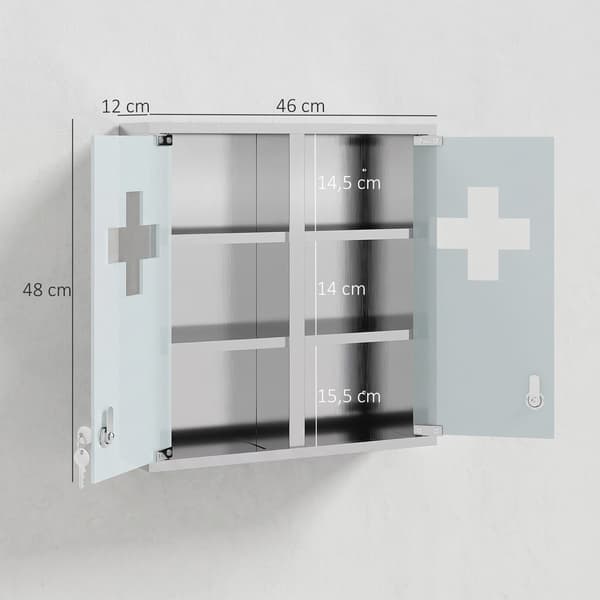 Medicinskab låsbart 48x46x12 cm sølv