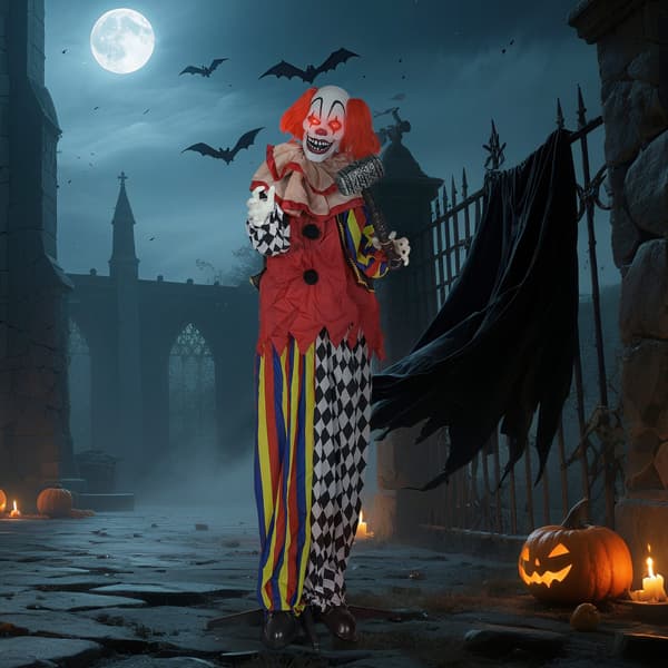 Halloween Animatronic Klovn 173 cm multicolor