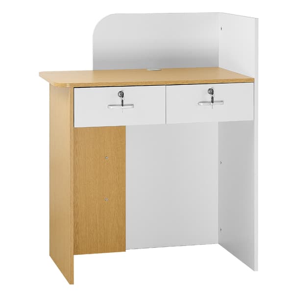 Reception Disk, 80x45x100 cm, Vit, LED-belysning