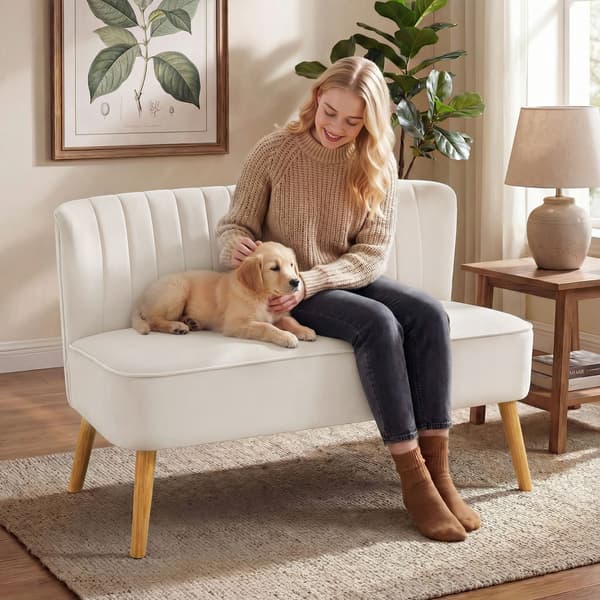Soffa 2-sits 117x56,5x77 cm Vit Trä
