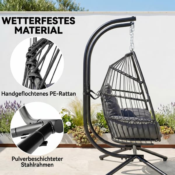 Hængestol foldbar 170x100x185 cm mørkegrå