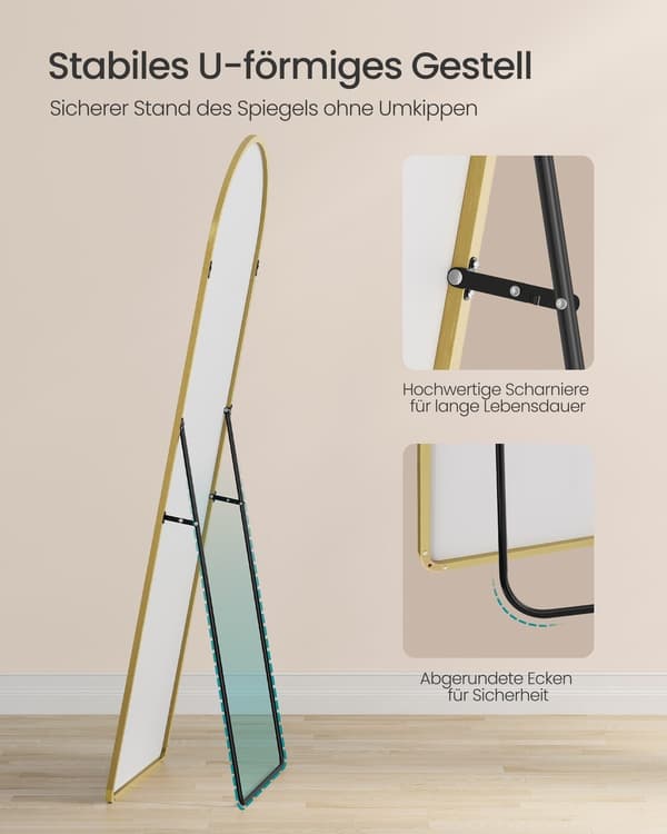 Helkroppsspegel 160x50 cm Guld Glas