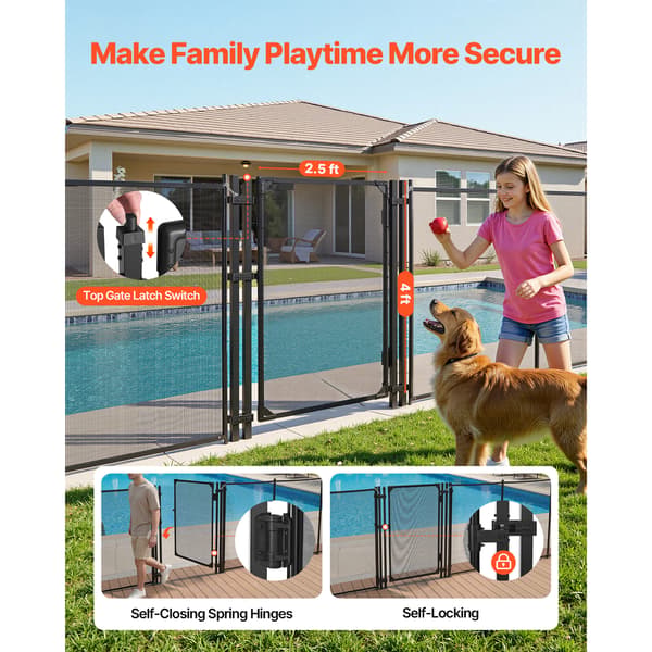 Poolhegnsport 120x75 cm Sort PVC-net