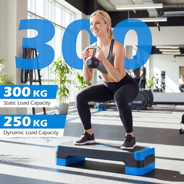 Aerobic Step Platform Sæt 3-i-1 27x11x4-7,5 in blå/sort