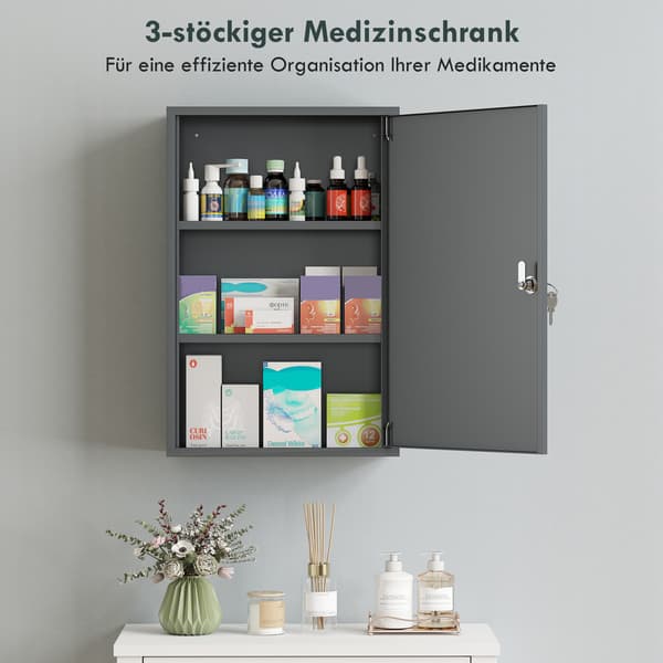 Lääkekaappi 40x18x60 cm Harmaa Metalli