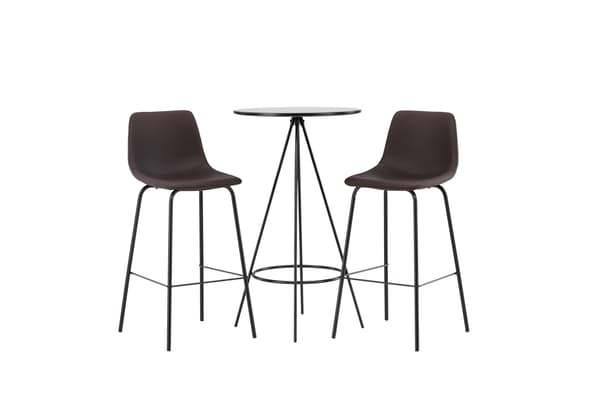 Barbord og barstol sæt 60 cm sort MDF finer polyurethan