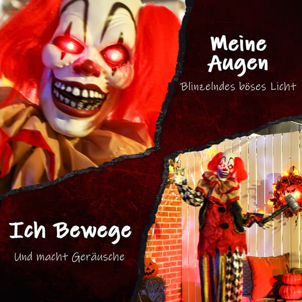 Halloween Animatronic Klovn 173 cm multicolor