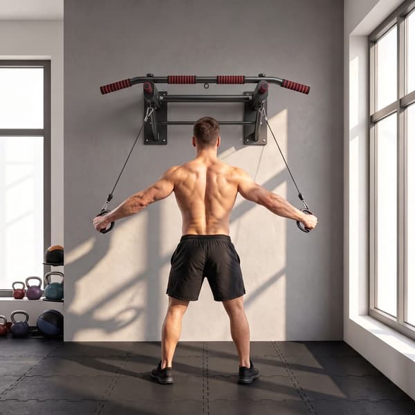 Foldbar Pull-up Bar med Skridsikre Greb, Vægmontering, Max 120 kg, 98 x 65 x 31 cm, Sort