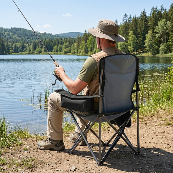 Sammenklappelig campingstol 94x52x104 cm sort