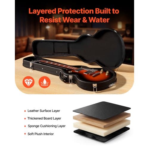 Elektrisk gitarr hårt fodral LP-gitarrlåda 108x39 cm svart