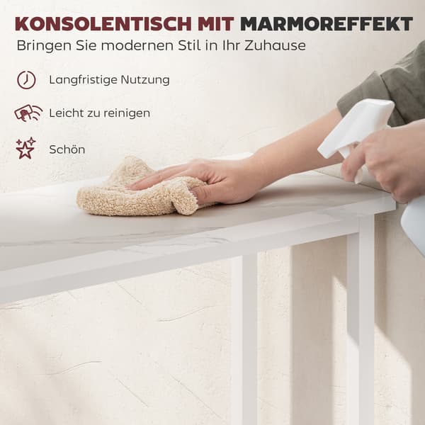 Konsolbord, 75x24x76 cm, Vit