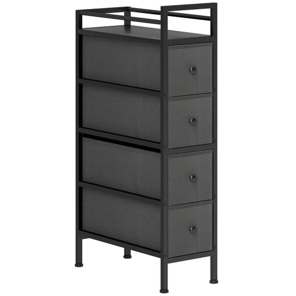 Kommode, 4 skuffer, 20x43x81,5 cm, sort, stålramme