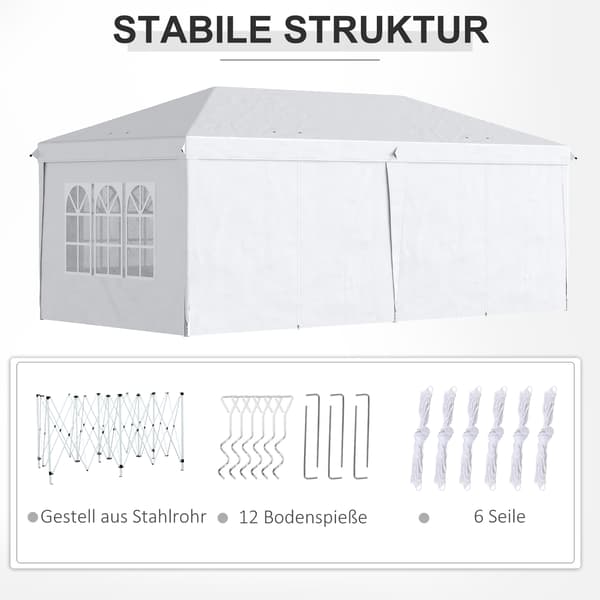 Puutarhapaviljonki, 585x295 cm, Valkoinen