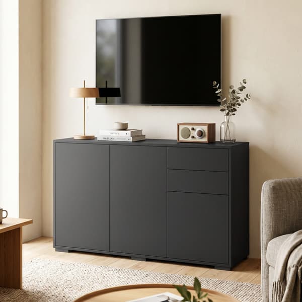 Skænk med 2 skuffer 117x36x74 cm sort