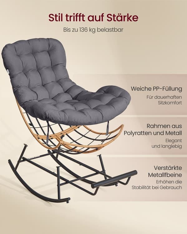 Gungstol 118x85x85 cm Grå Stål