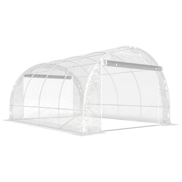 Polytunnel drivhus, 297x395x199 cm, transparent, stål
