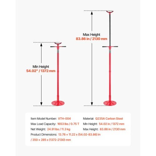 Underlyftsstöd 350x285x1376-2128 mm Stål