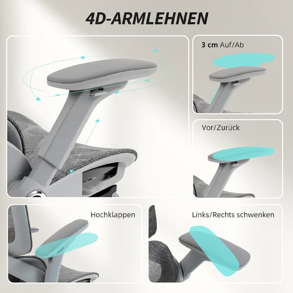 Ergonomisk kontorstol 67x74x113–132 cm grå