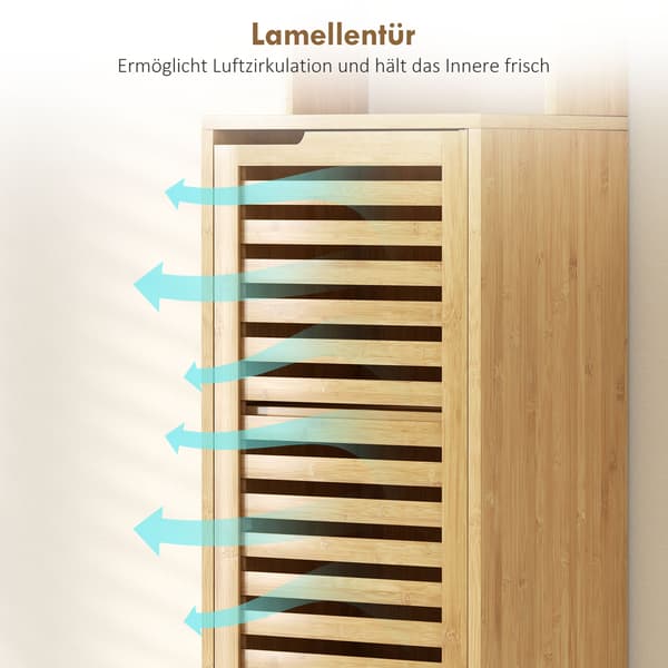 Kylpyhuonekaappi, 34x30x170 cm, luonnollinen, bambu
