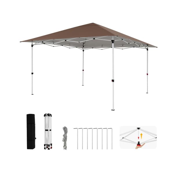 Havepavillon 350x350x250-270 cm brun