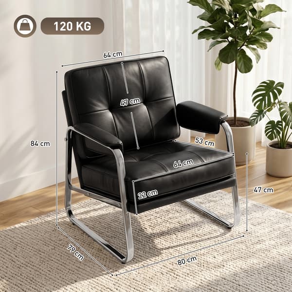 Lounge stol 80x79x84 cm sort kunstlæder