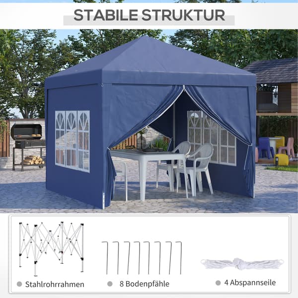 Pavillon med 4 sider 295x295x258 cm blå