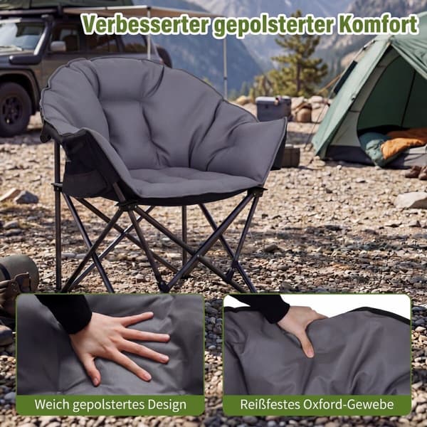 Sammenklappelig campingstol 74x90x99 cm grå