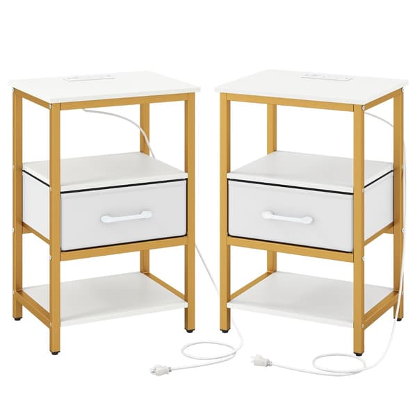 Sängbord Set, 40x30x61 cm, Vit, Förvaring , Star