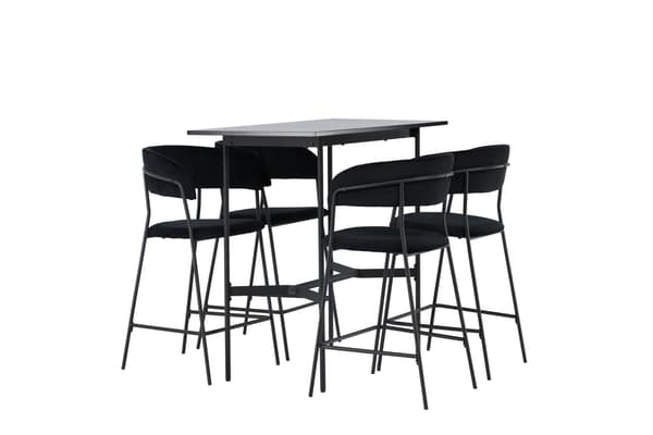 Barbord og barstol sæt 120x60 cm sort MDF og PU