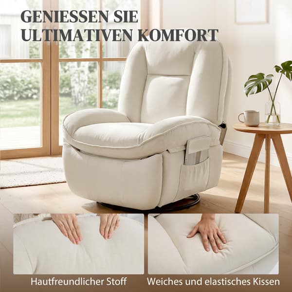Lænestol 93x91x104 cm Creme Chenille polstring
