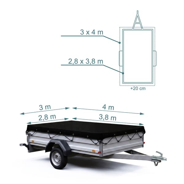 Trailernet, finmasket, med elastisk snor, Kodustaar