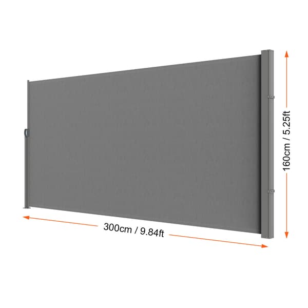 Utdragbar sidomarkis, 160x300 cm, grå, polyester vattentät