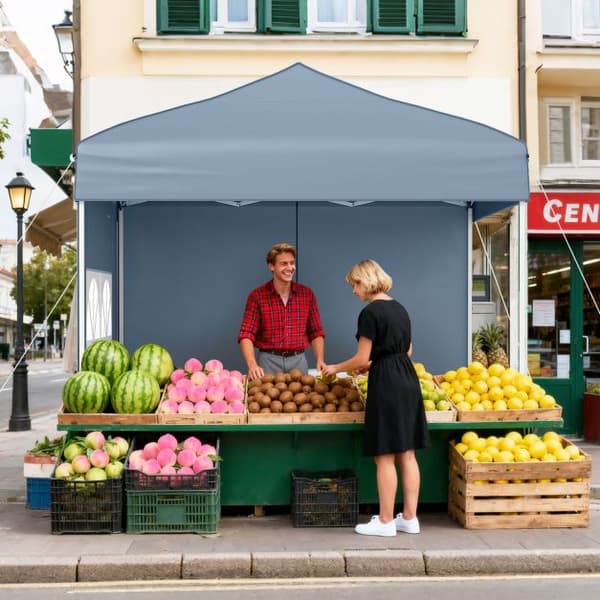 Pop-up telt med 4 sider, 6,5x6,5x7,8-8,4 ft grå