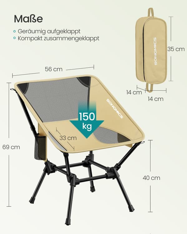 Campingstol 48x56x69 cm Brun Stål