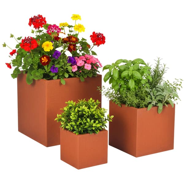 Planter Sæt 37x37x37 cm Brun Stål, Kodustaar