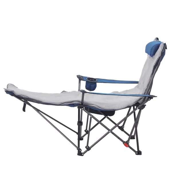 Liggestol til camping, 133/166x55x40 cm, Blå, Sammenklappelig
