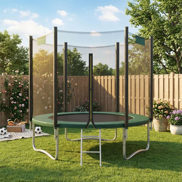 Trampolin 244x239 cm Grön utomhus