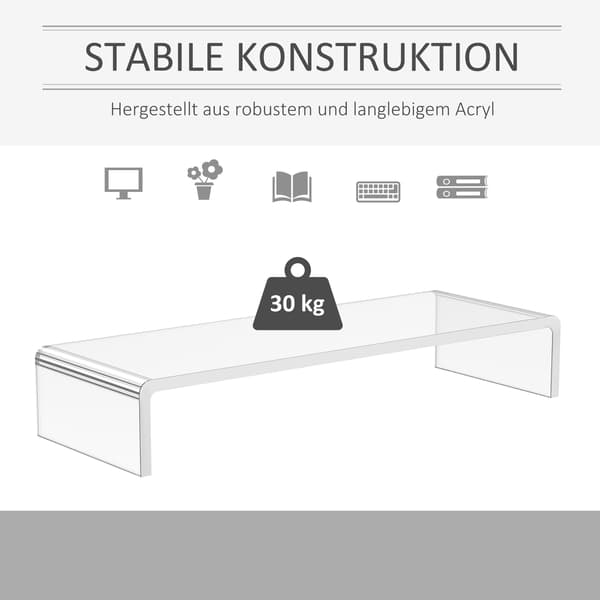 Bildskärmsställ, 53x19x9 cm, Transparent
