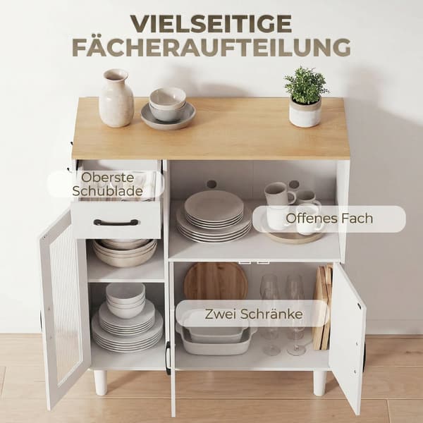 Sideboard 80x34x91 cm Vit trä