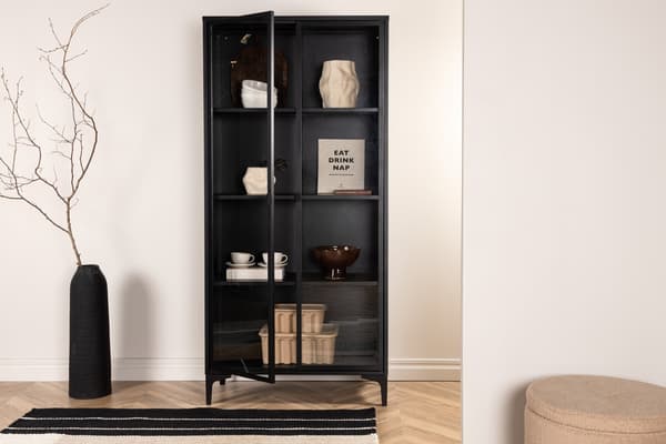 Skab i stål til tallerkener, sort