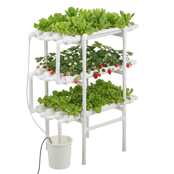 Hydroponiskt odlingssystem kit, 98x52x117 cm, Vit, UPVC