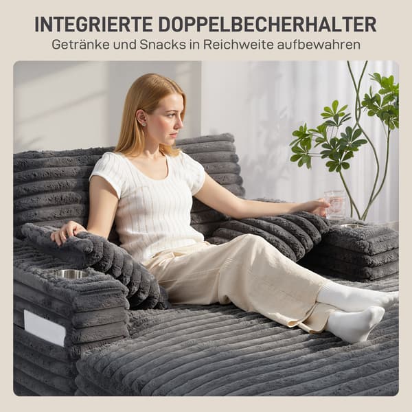 Chaiselongsoffa Bäddsoffa 134x151x89 cm Grå med kopphållare