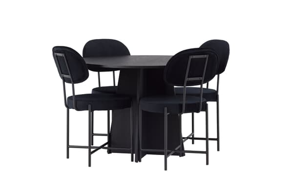 Spisebord og stol sæt Bootcut bord og Stella stole 110 cm sort