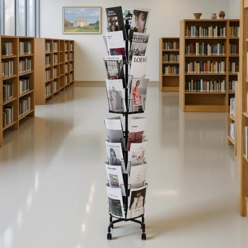 Kortdisplaystativ, 45x45x193 cm, Sort, Roterende opbevaring