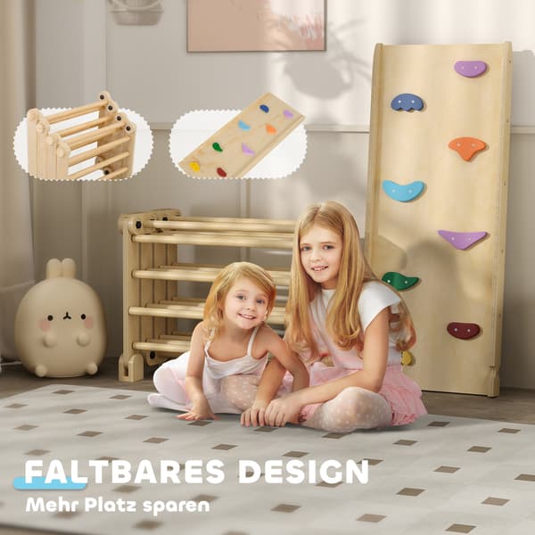 Klatrestativ 3-i-1 Foldbart 175x70x89 cm Multifarvet Træ