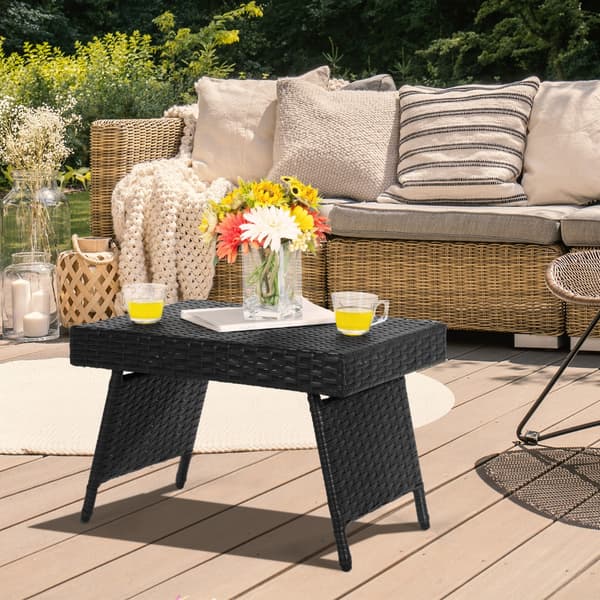 Sofabord 60x40x40 cm Sort Sammenklappelig Rattan , Star