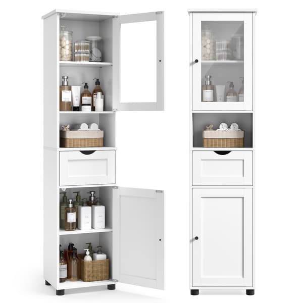 Badeværelsesskab 40x30x165 cm Hvid Opbevaring