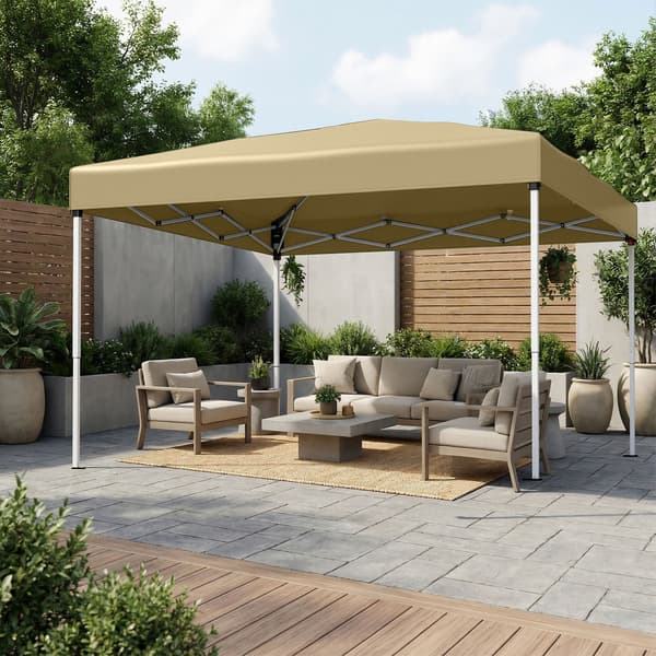 Gazebo 3x3x2,6 m Beige PE-plast og stål