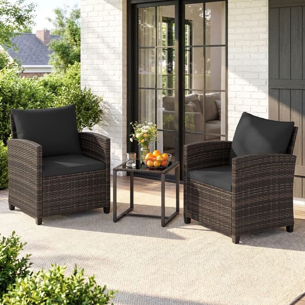 Balkonmøbelsæt 3 dele 40x40x40 cm bord brun-sort